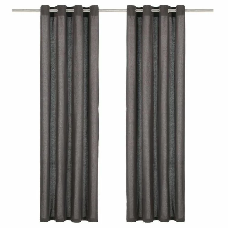 VIDAXL Rideaux Avec Anneaux En Metal 2 Pcs Coton 140x245 Cm Anthracite 3 VIDAXL Rideaux Avec Anneaux En Metal 2 Pcs Coton 140x245 Cm Anthracite