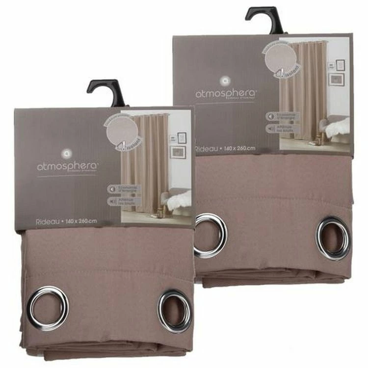TOILINUX Lot De 2 Rideaux Isolants En Polyester - 140 X 260 Cm - Taupe 3 TOILINUX Lot De 2 Rideaux Isolants En Polyester - 140 X 260 Cm - Taupe
