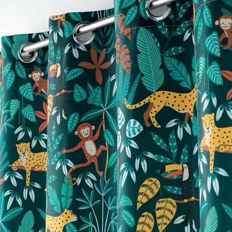 Paris Prix Rideau Enfant Jungle Story 140x280cm Bleu 4 Paris Prix Rideau Enfant Jungle Story 140x280cm Bleu – Image 2