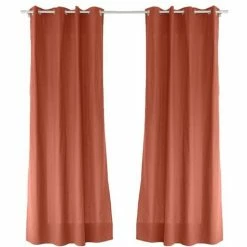 TOILINUX Lot De 2 Rideaux Panama - 240 Cm X 135 Cm - Orange Terre Cuite