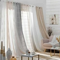 Paris Prix Rideau à Œillets Tissé Sonata 140x240cm Gris -Auchan Boutique B2CD 2036