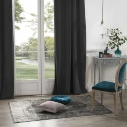 ATMOSPHERA Rideau Occultant En Velours Gris Foncé - 140 X 260 Cm -Auchan Boutique B2CD 206