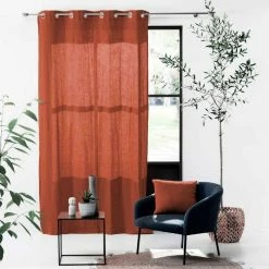 Paris Prix Rideau à Œillets Angelia 135x240cm Terracotta -Auchan Boutique B2CD 2061