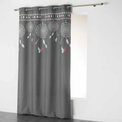 Paris Prix Rideau Imprimé Indilatop 140x260cm Anthracite & Menthe