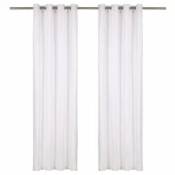 VIDAXL Rideaux Avec Anneaux En Metal 2 Pcs Coton 140x225 Cm Blanc