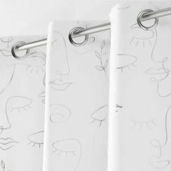 Paris Prix Rideau à Œillets Arty Line 140x260cm Blanc & Argent -Auchan Boutique B2CD 2069