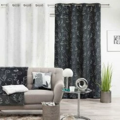 Paris Prix Rideau à Œillets Arty Line 140x260cm Blanc & Argent -Auchan Boutique B2CD 2070