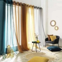 Paris Prix Rideau Voilage à Œillets Casual 140x240cm Terracotta -Auchan Boutique B2CD 2086