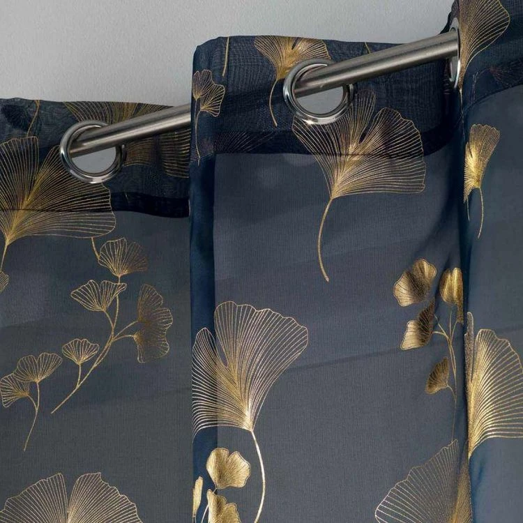 Paris Prix Rideau Voilage à Œillets Bloomy 140x240cm Bleu 4 Paris Prix Rideau Voilage à Œillets Bloomy 140x240cm Bleu – Image 2