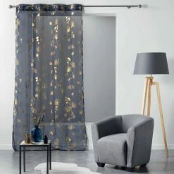 Paris Prix Rideau Voilage à Œillets Bloomy 140x240cm Bleu 9 Paris Prix Rideau Voilage à Œillets Bloomy 140x240cm Bleu -Auchan Boutique B2CD 2101