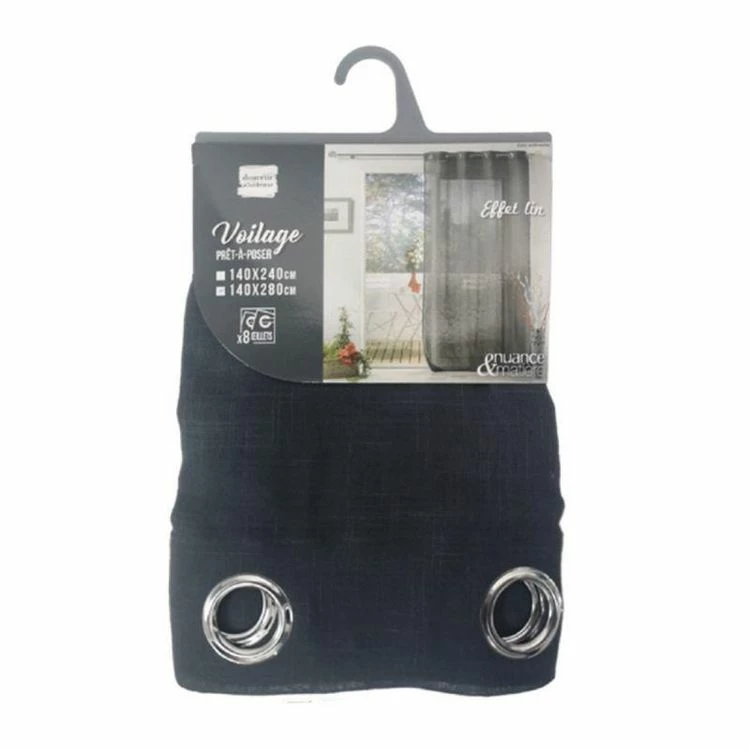 Paris Prix Rideau Voilage à Œillets Zazy 140x280cm Anthracite 6 Paris Prix Rideau Voilage à Œillets Zazy 140x280cm Anthracite – Image 4