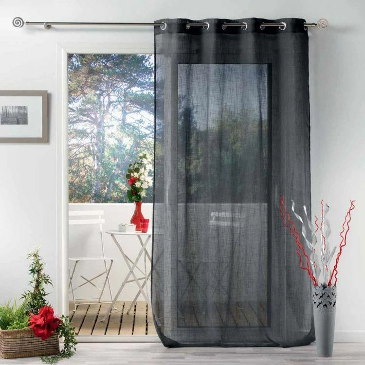Paris Prix Rideau Voilage à Œillets Zazy 140x280cm Anthracite 7 Paris Prix Rideau Voilage à Œillets Zazy 140x280cm Anthracite – Image 5