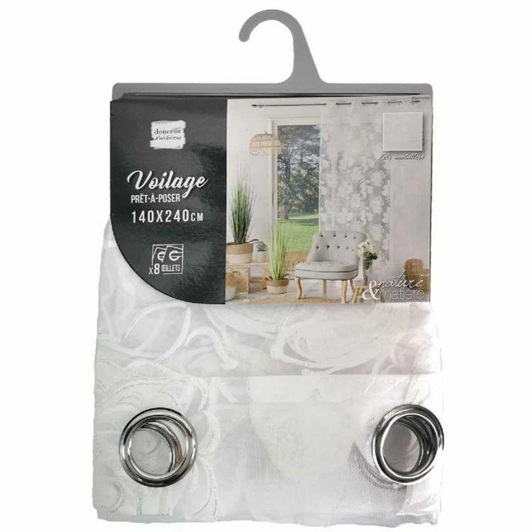 Paris Prix Rideau Voilage à Œillets Florinella 140x240cm Blanc 8 Paris Prix Rideau Voilage à Œillets Florinella 140x240cm Blanc – Image 6