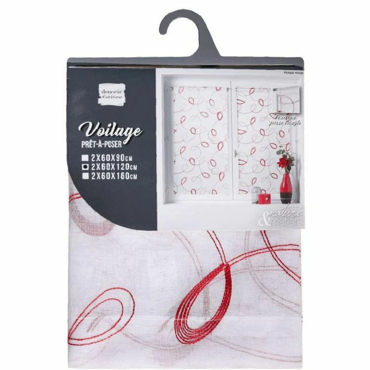 Paris Prix Paire De Voilages Hoops 60x120cm Rouge 6 Paris Prix Paire De Voilages Hoops 60x120cm Rouge – Image 4