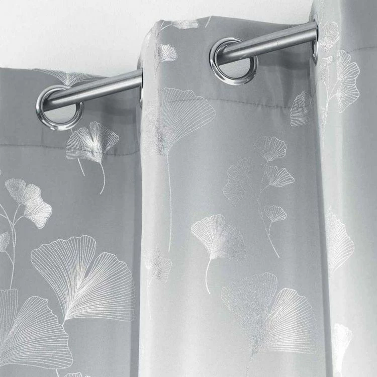 Paris Prix Rideau Déco à Œillets Bloomy 140x260cm Gris 4 Paris Prix Rideau Déco à Œillets Bloomy 140x260cm Gris – Image 2