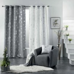 Paris Prix Rideau Déco à Œillets Bloomy 140x260cm Gris 9 Paris Prix Rideau Déco à Œillets Bloomy 140x260cm Gris -Auchan Boutique B2CD 2151
