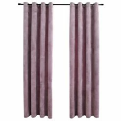 VIDAXL Rideaux Occultants Avec Anneaux 2 Pcs Velours Rose 140x245 Cm -Auchan Boutique B2CD 216