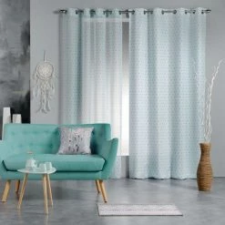 Paris Prix Rideau Voilage à Œillets Constelline 140x240cm Bleu -Auchan Boutique B2CD 2179