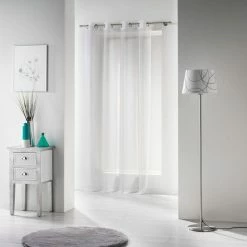 Paris Prix Rideau Voilage à Oeillets Voiline 140x280cm Blanc