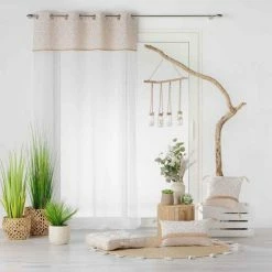Paris Prix Rideau Voilage à Œillets Bahina 140x240cm Blanc -Auchan Boutique B2CD 2218