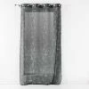 Paris Prix Rideau Voilage à Œillets Arty Line 140x240cm Anthracite & Argent