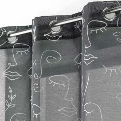 Paris Prix Rideau Voilage à Œillets Arty Line 140x240cm Anthracite & Argent -Auchan Boutique B2CD 2244