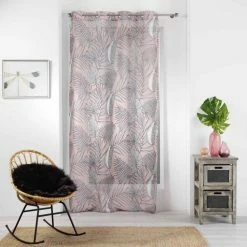 Paris Prix Rideau Voilage à Œillets Majolica 140x240cm Rose -Auchan Boutique B2CD 2256