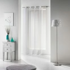 Paris Prix Rideau Voilage à Oeillets Voiline 140x240cm Blanc