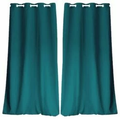 TOILINUX Lot De 2 Rideaux Panama - 240 Cm X 135 Cm - Vert émeraude
