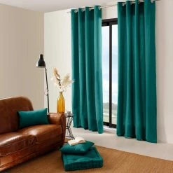 TOILINUX Lot De 2 Rideaux Panama - 240 Cm X 135 Cm - Vert émeraude -Auchan Boutique B2CD 232