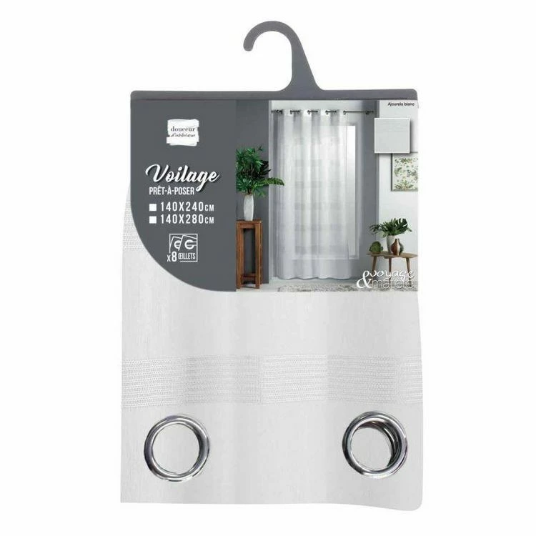 Paris Prix Rideau Voilage à Œillets Ajourela 140x240cm Blanc 5 Paris Prix Rideau Voilage à Œillets Ajourela 140x240cm Blanc – Image 3