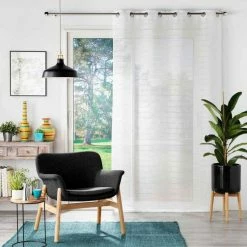 Paris Prix Rideau Voilage à Œillets Samara 135x280cm Blanc -Auchan Boutique B2CD 2333