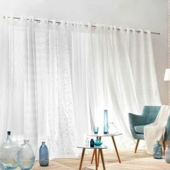 Paris Prix Rideau Voilage à Œillets Samara 135x280cm Blanc -Auchan Boutique B2CD 2334