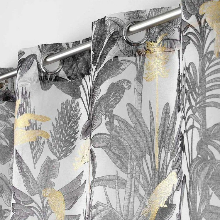 Paris Prix Rideau Voilage à Œillets Karaba 140x240cm Gris 4 Paris Prix Rideau Voilage à Œillets Karaba 140x240cm Gris – Image 2