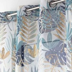 Paris Prix Rideau Voilage à Œillets Ornella 140x280cm Blanc & Bleu -Auchan Boutique B2CD 2346