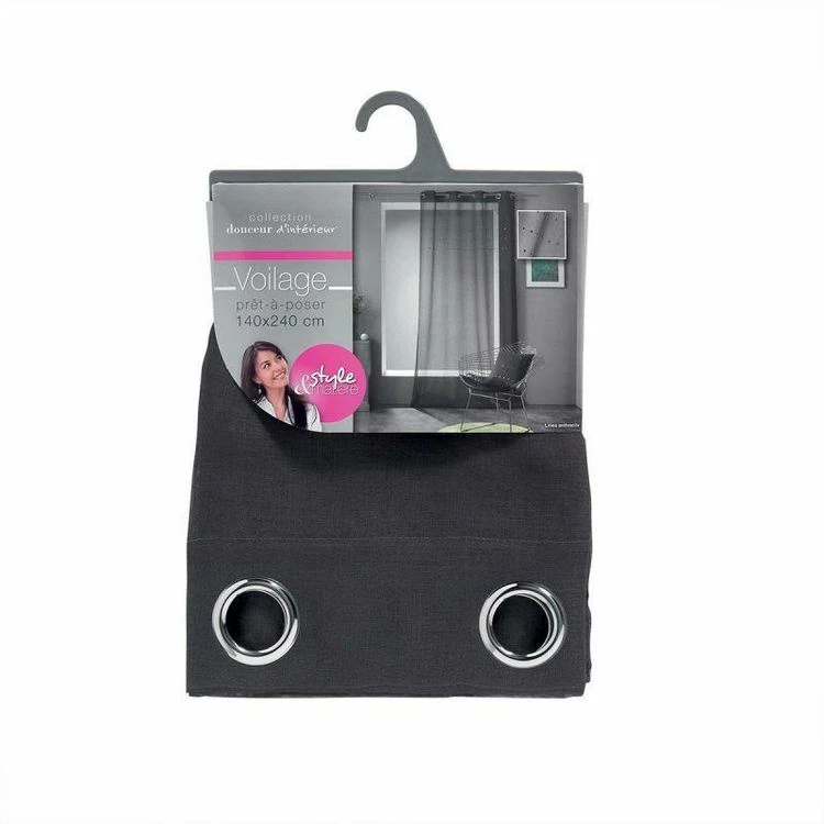 Paris Prix Rideau Voilage à Œillets Linea 140x240cm Anthracite 5 Paris Prix Rideau Voilage à Œillets Linea 140x240cm Anthracite – Image 3
