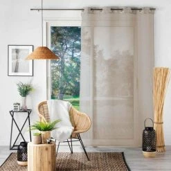 Paris Prix Rideau Voilage à Œillets Sandra 140x240cm Lin -Auchan Boutique B2CD 2372
