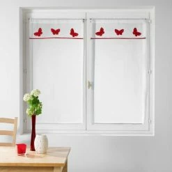 Paris Prix Paire De Voilages Opaline 60x90cm Rouge