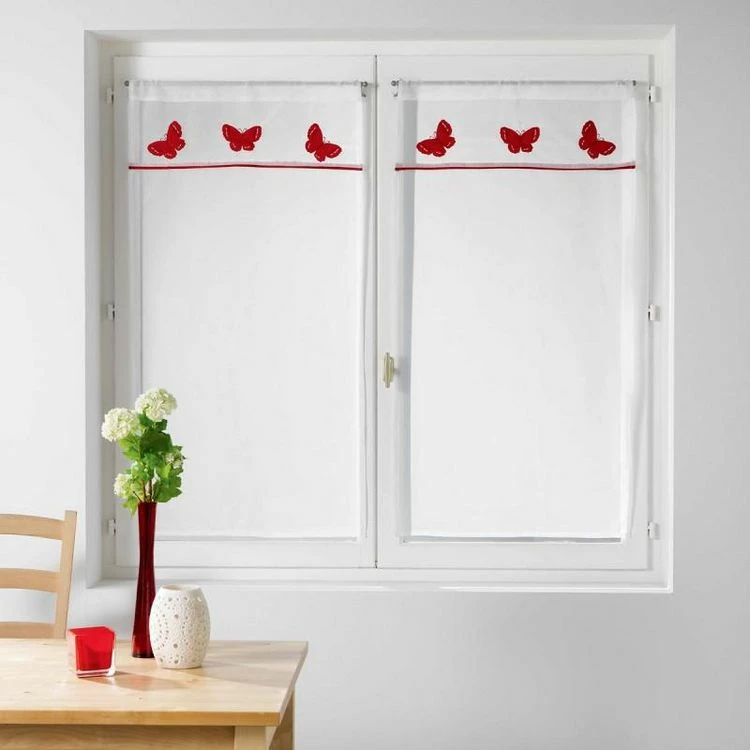 Paris Prix Paire De Voilages Opaline 60x90cm Rouge 3 Paris Prix Paire De Voilages Opaline 60x90cm Rouge