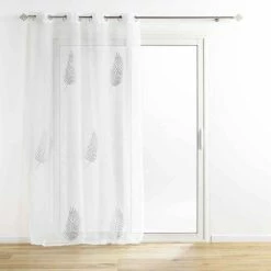 Paris Prix Rideau Voilage Ă Ĺ’illets Palmeor 140x240cm Argent