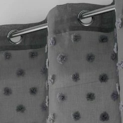 Paris Prix Rideau Voilage à Œillets Mélusine 140x240cm Anthracite -Auchan Boutique B2CD 2445