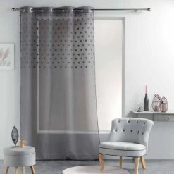 Paris Prix Rideau Voilage à Œillets Mélusine 140x240cm Anthracite -Auchan Boutique B2CD 2448