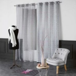 Paris Prix Rideau Voilage à Œillets Élégante 140x240cm Gris -Auchan Boutique B2CD 2458