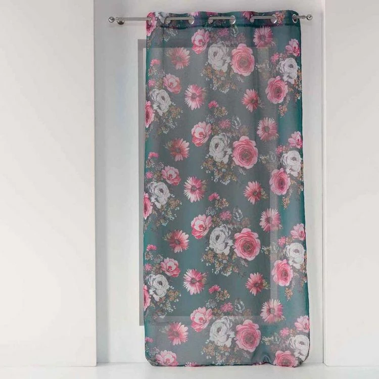 Paris Prix Rideau Voilage à Œillets Flower Life 140x240cm Pétrole 3 Paris Prix Rideau Voilage à Œillets Flower Life 140x240cm Pétrole