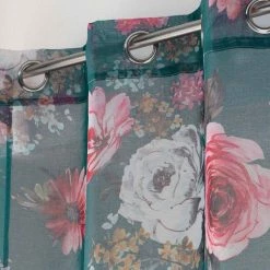 Paris Prix Rideau Voilage à Œillets Flower Life 140x240cm Pétrole 7 Paris Prix Rideau Voilage à Œillets Flower Life 140x240cm Pétrole -Auchan Boutique B2CD 2469