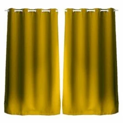 TOILINUX Lot De 2 Rideaux Unis Avec œillets - 140 X 240 Cm - Moutarde