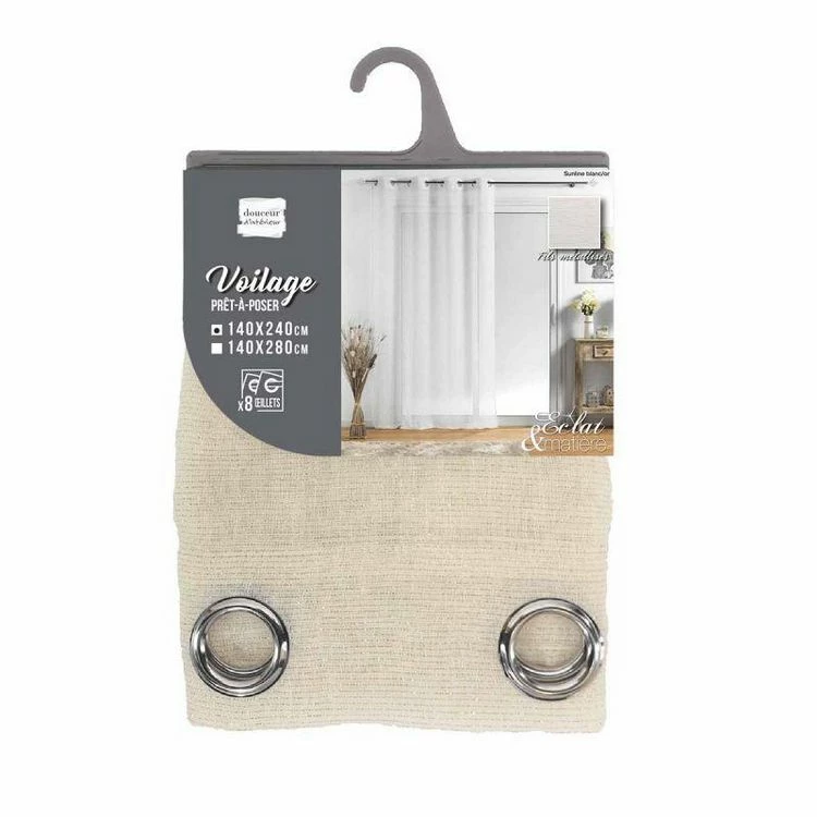 Paris Prix Rideau Voilage à Œillets Sunline 140x240cm Blanc & Or 6 Paris Prix Rideau Voilage à Œillets Sunline 140x240cm Blanc & Or – Image 4