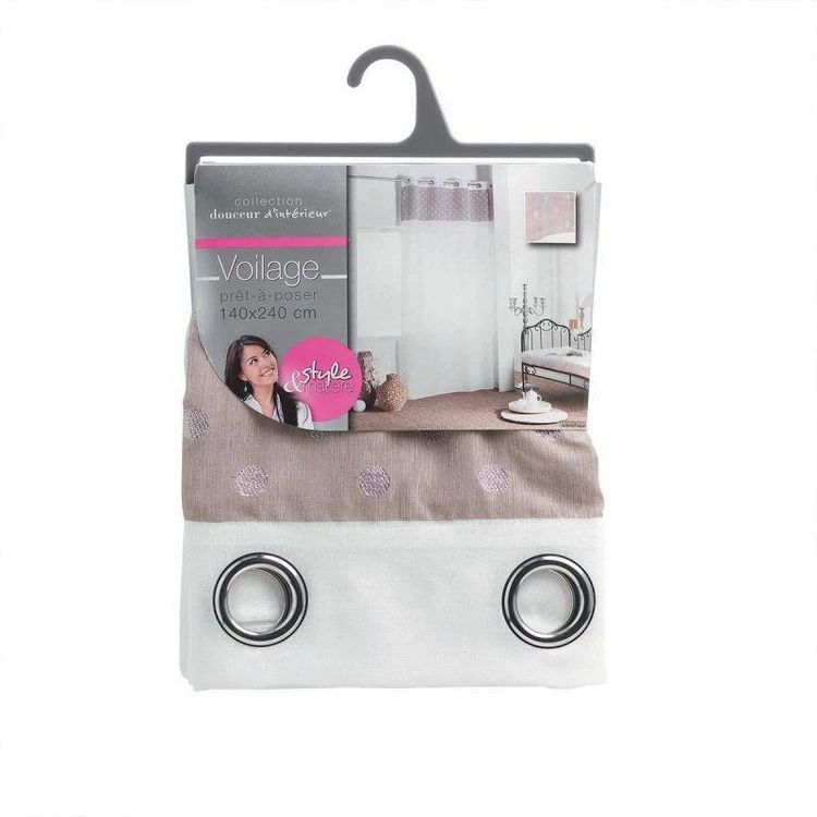 Paris Prix Rideau Voilage à Œillets Minnie 140x240cm Taupe 5 Paris Prix Rideau Voilage à Œillets Minnie 140x240cm Taupe – Image 3