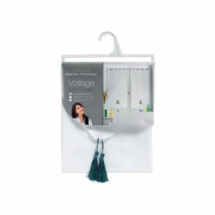 Paris Prix Paire De Voilages Ananis 60x90cm Blanc 4 Paris Prix Paire De Voilages Ananis 60x90cm Blanc – Image 2