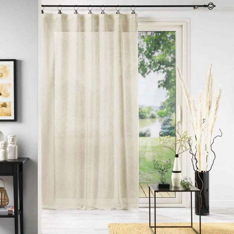 Paris Prix Rideau Voilage à Anneaux Linka 140x280cm Naturel 6 Paris Prix Rideau Voilage à Anneaux Linka 140x280cm Naturel – Image 4
